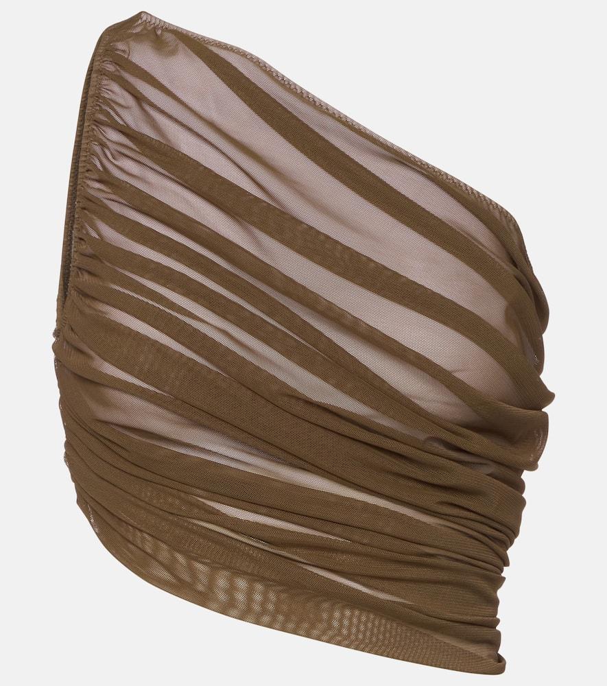 norma kamali diana ruched asymmetric crop top