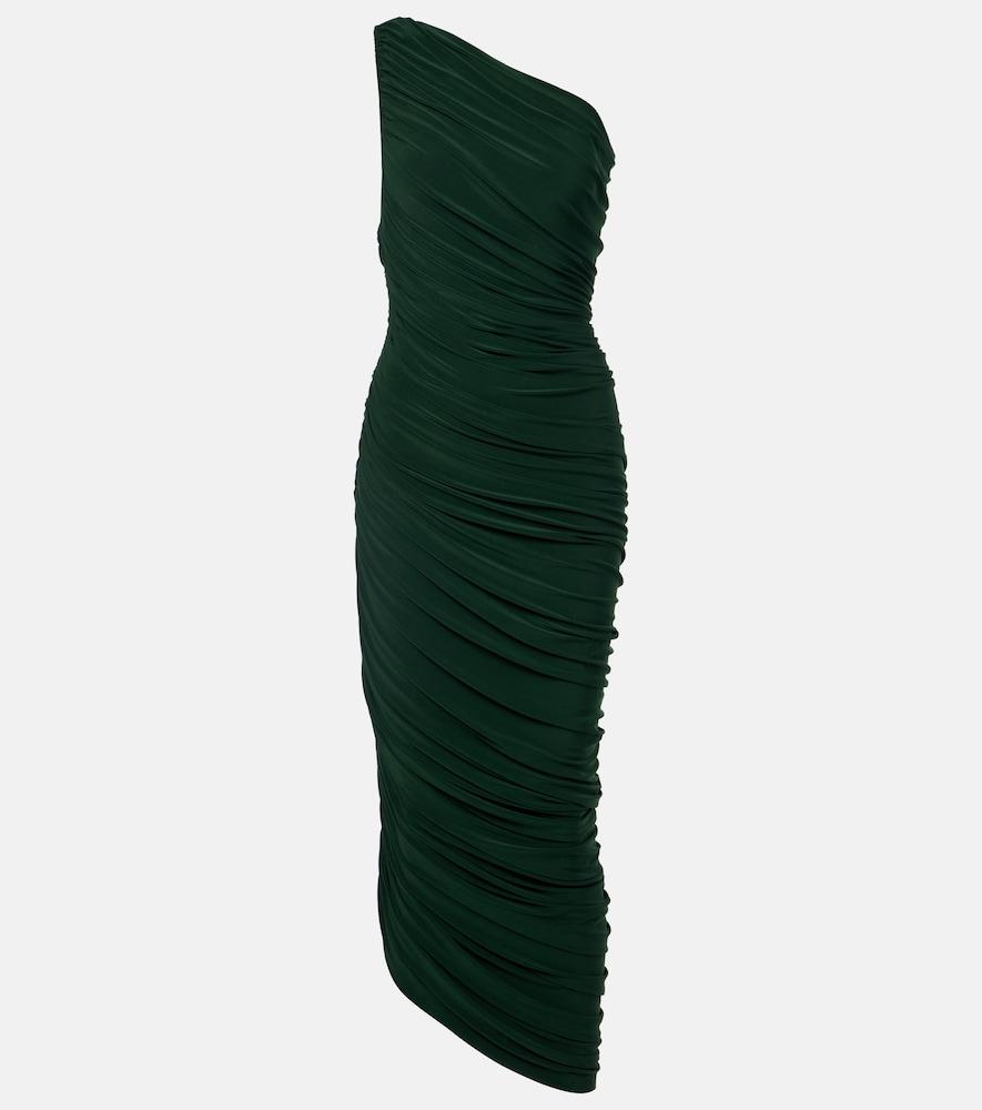 norma kamali diana ruched asymmetric midi dress