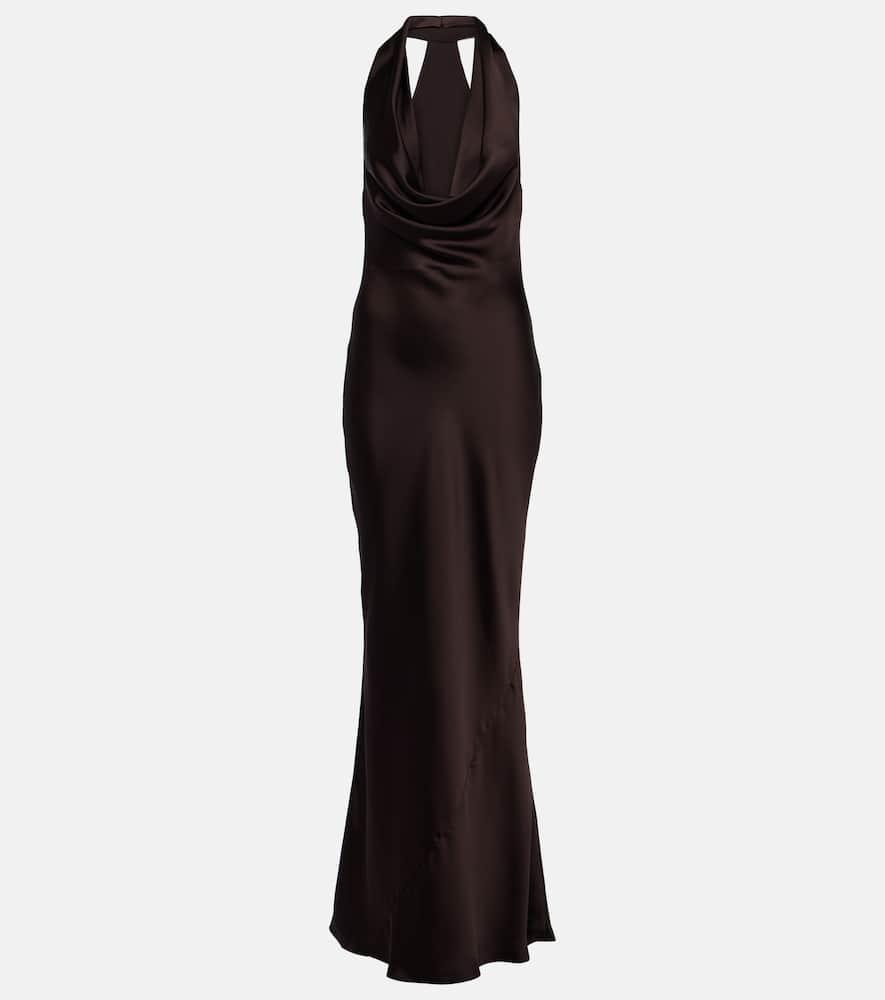 norma kamali draped halterneck gown