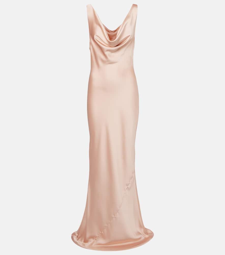 norma kamali draped satin gown