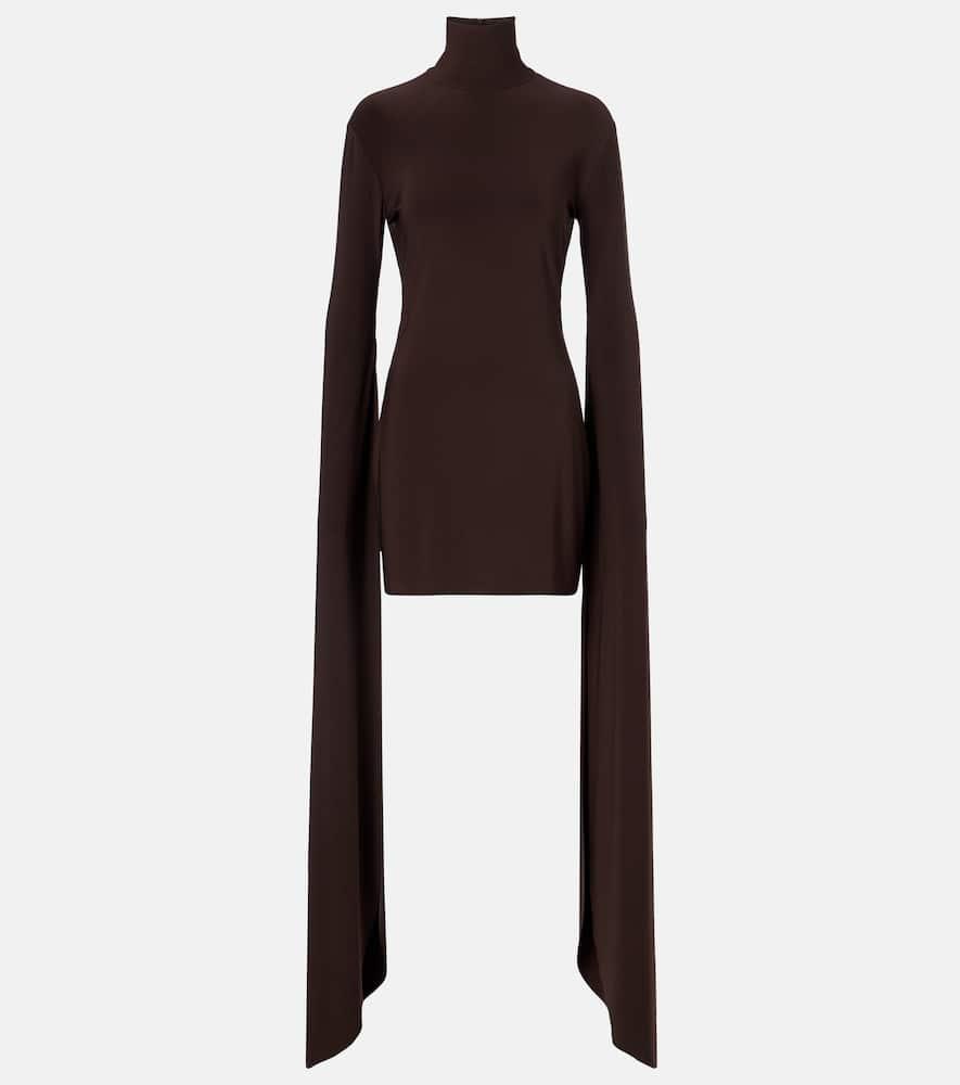 norma kamali draped turtleneck minidress