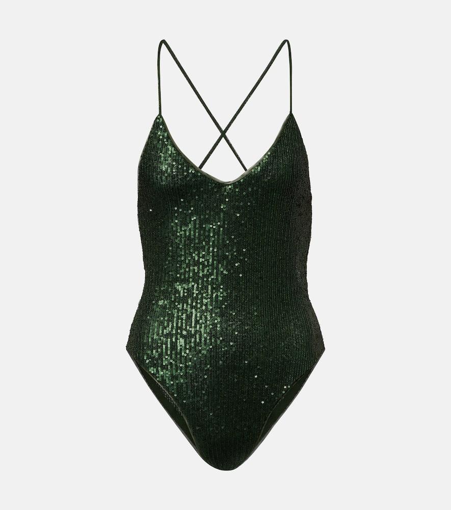 norma kamali fara sequined swimsuit