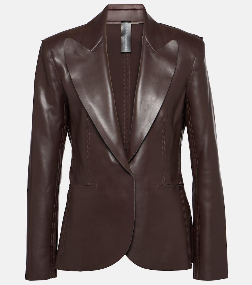 norma kamali faux leather blazer