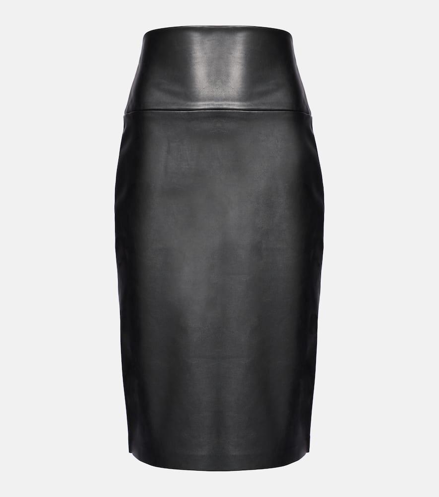 norma kamali faux leather pencil skirt