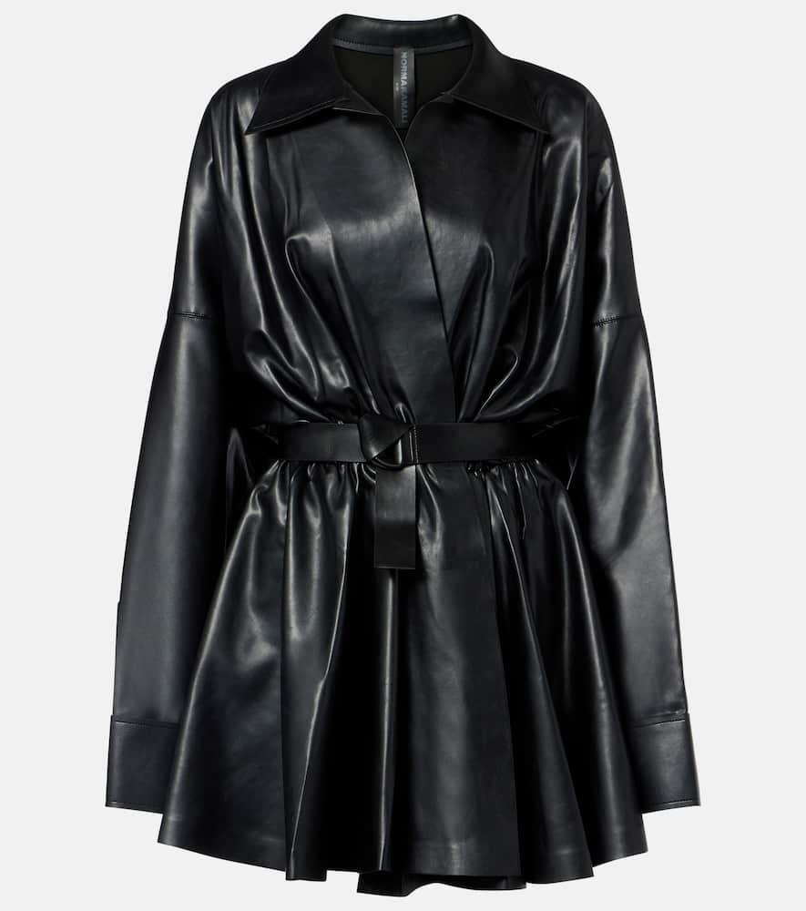 norma kamali flared sheer minidress