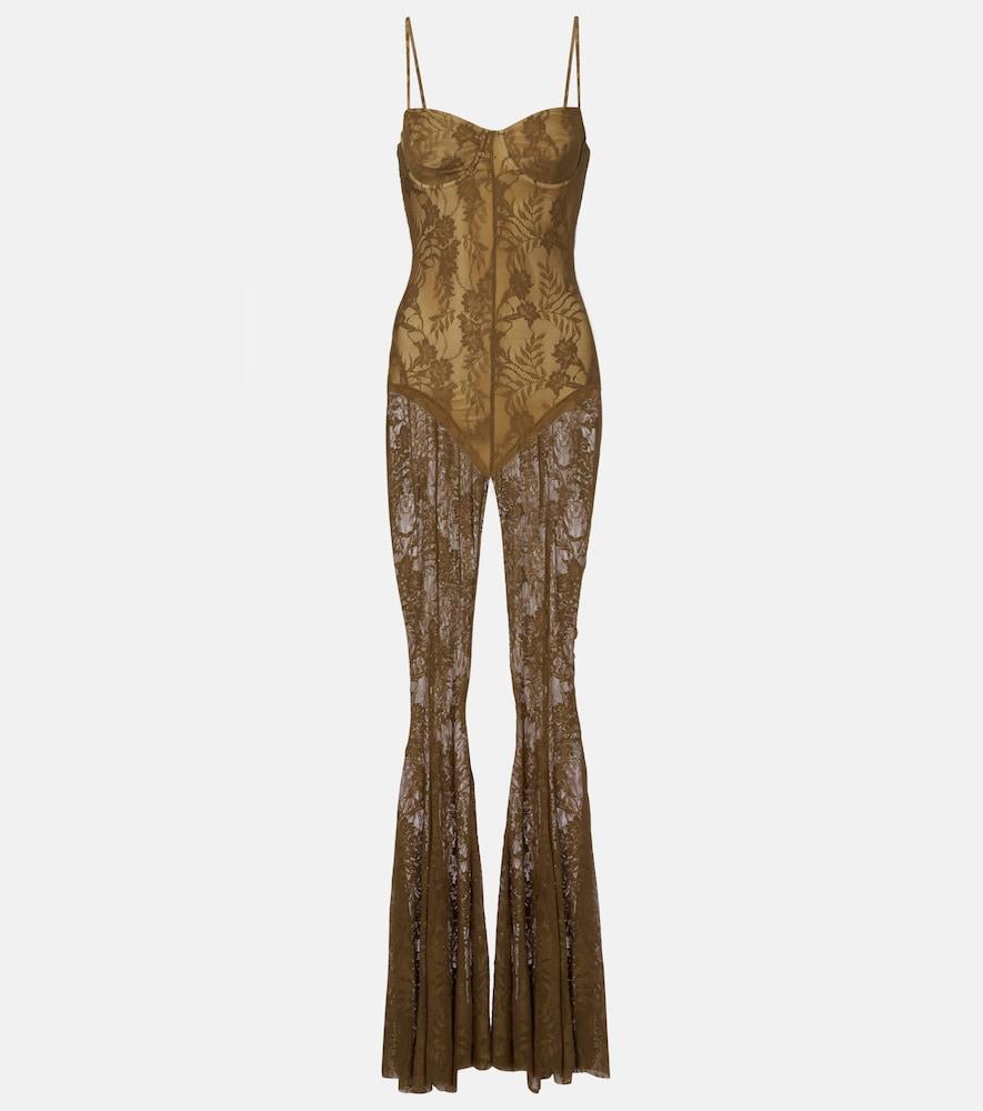 norma kamali floral lace jumpsuit