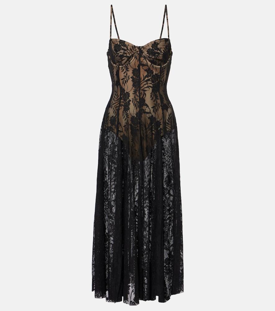 norma kamali floral lace slip dress