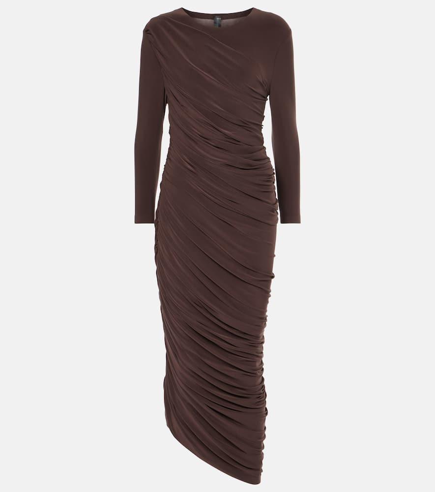 norma kamali gathered jersey midi dress