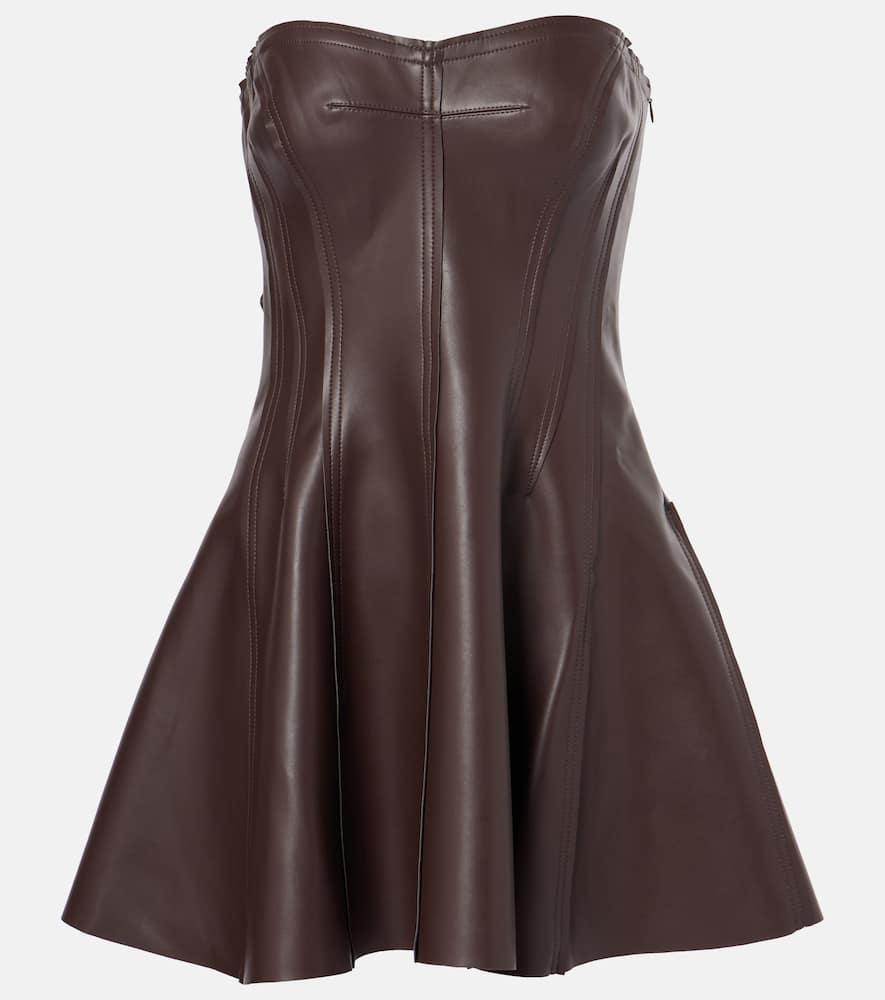 norma kamali grace faux leather corset dress