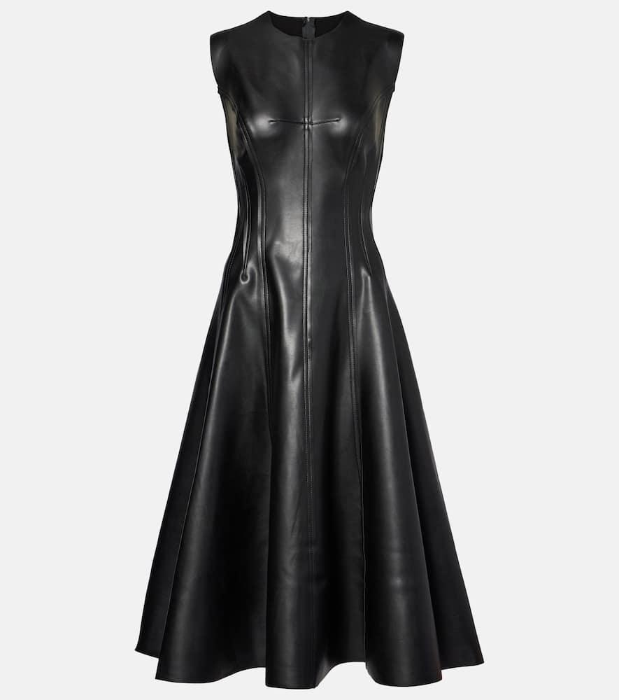 norma kamali grace faux leather dress