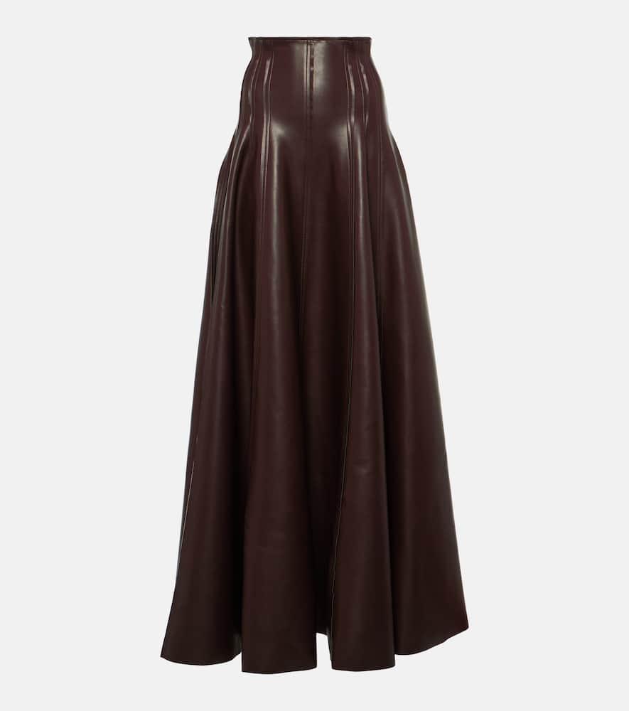 norma kamali grace pleated faux leather maxi skirt