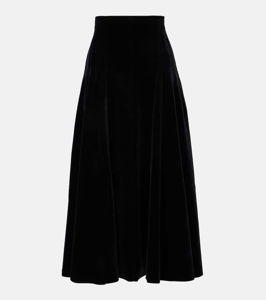 norma kamali grace velvet midi skirt