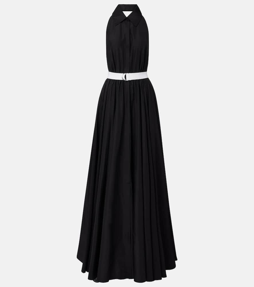 norma kamali halterneck belted maxi dress