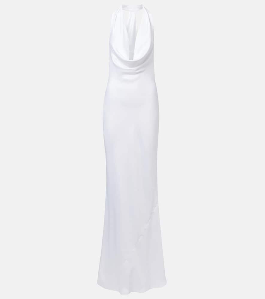 norma kamali halterneck draped gown