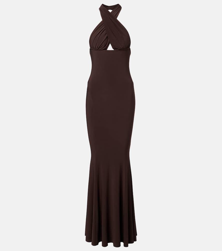 norma kamali halterneck gown