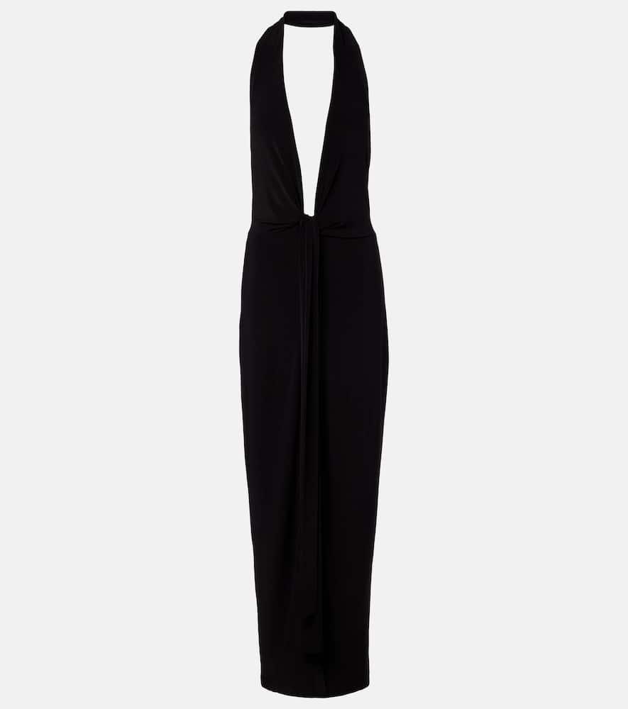 norma kamali halterneck maxi dress