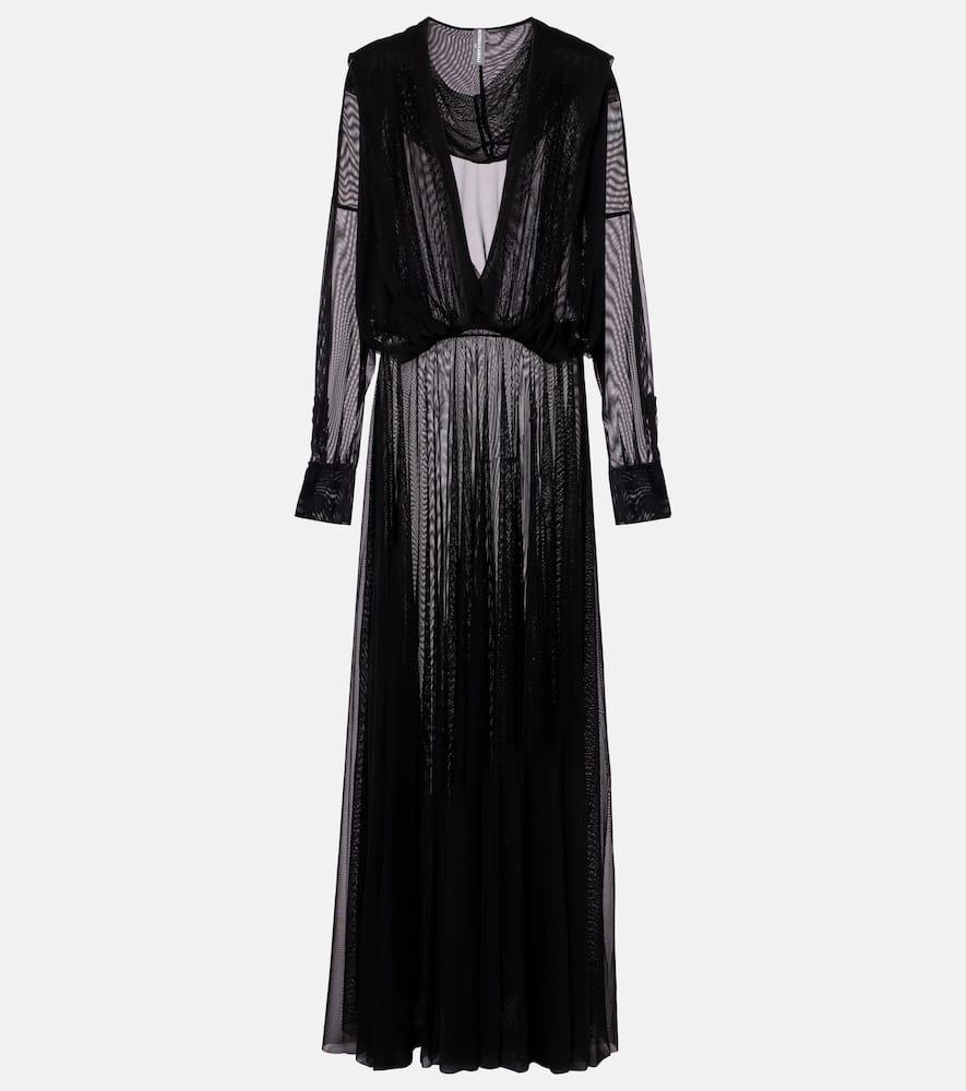 norma kamali hooded sheer maxi dress