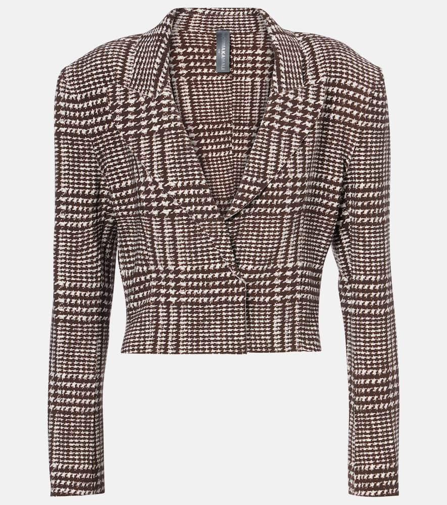 norma kamali houndstooth cropped blazer