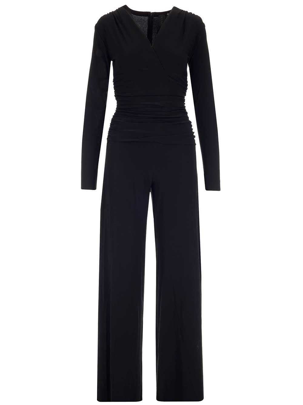 norma kamali jersey jumpsuit with long sleeves