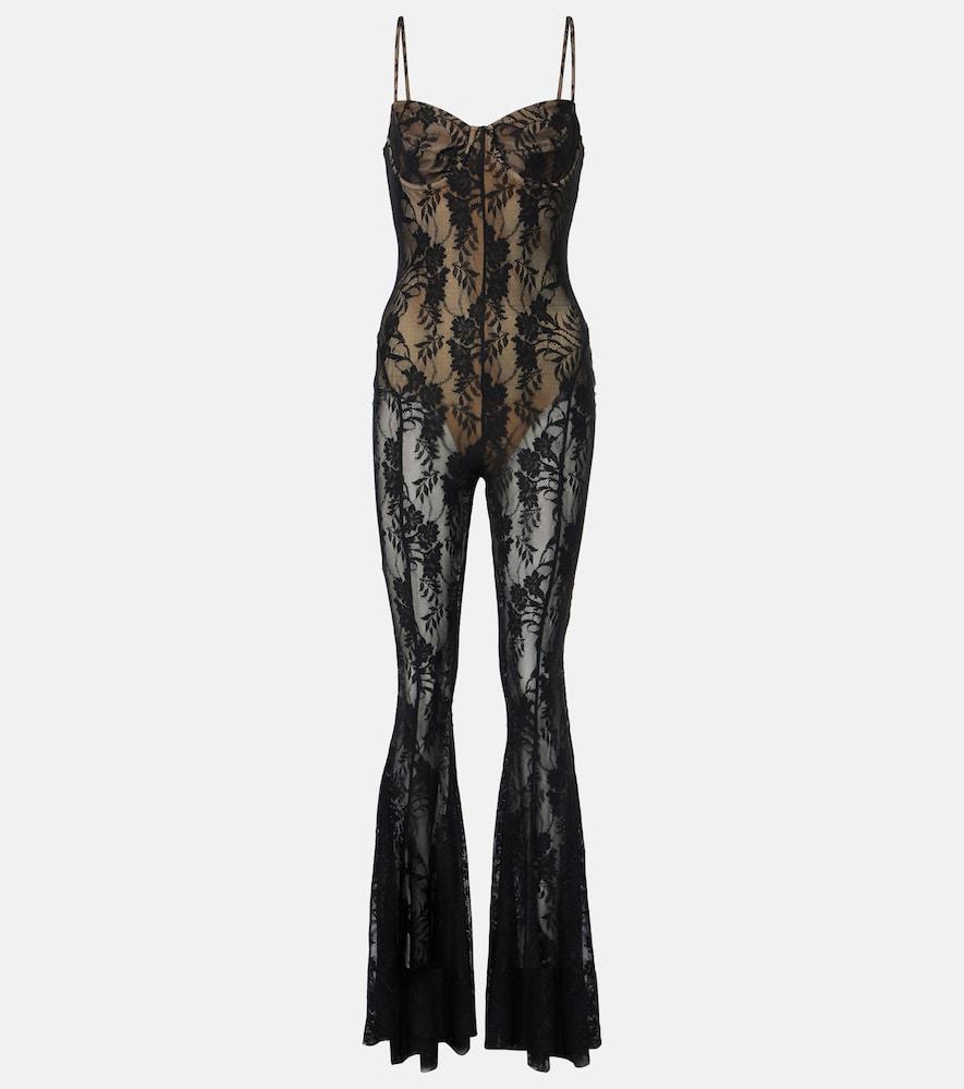 norma kamali lace flared jumpsuit