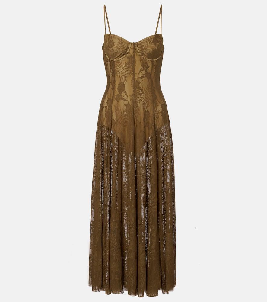 norma kamali lace midi dress