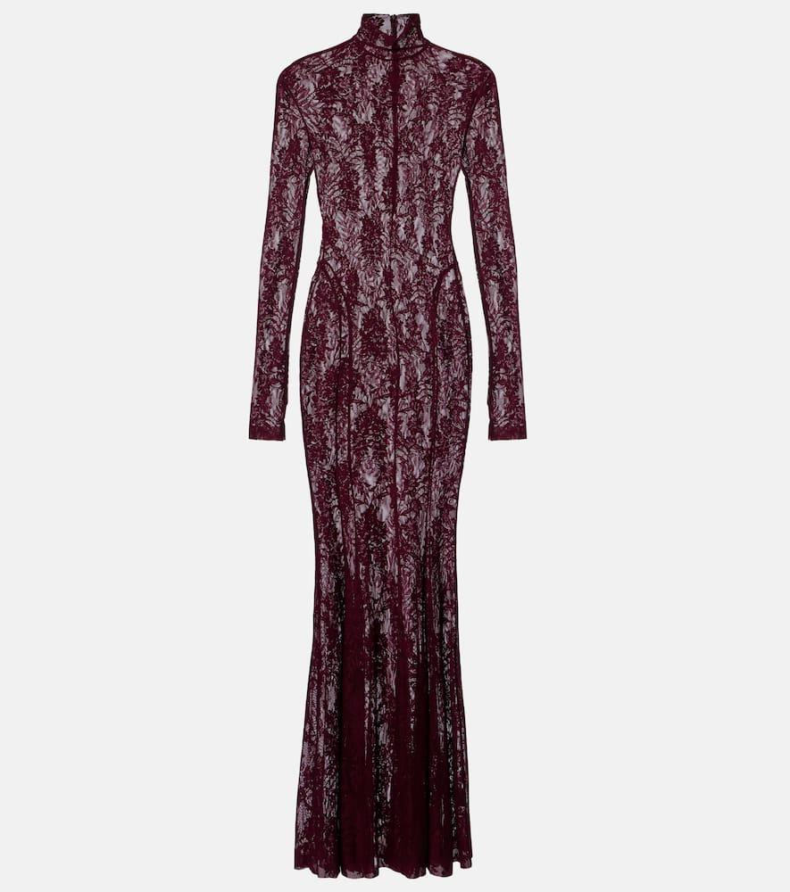 norma kamali lace turtleneck gown