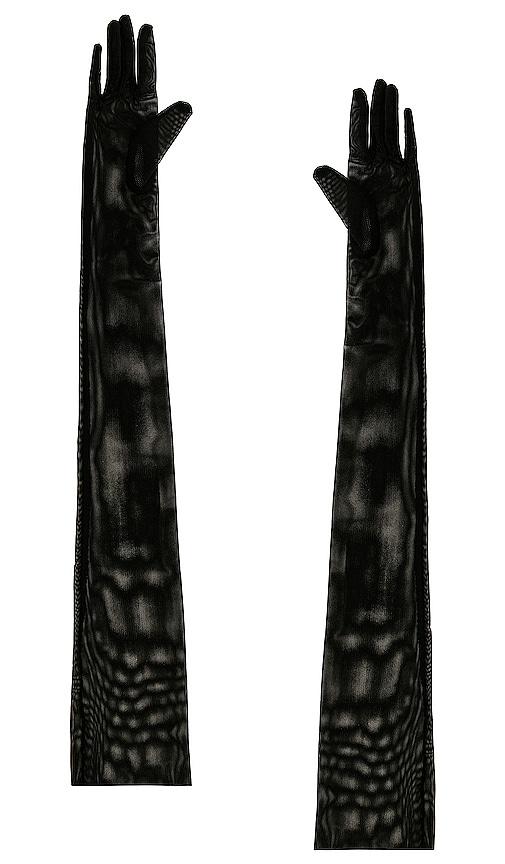 norma kamali long gloves in black.