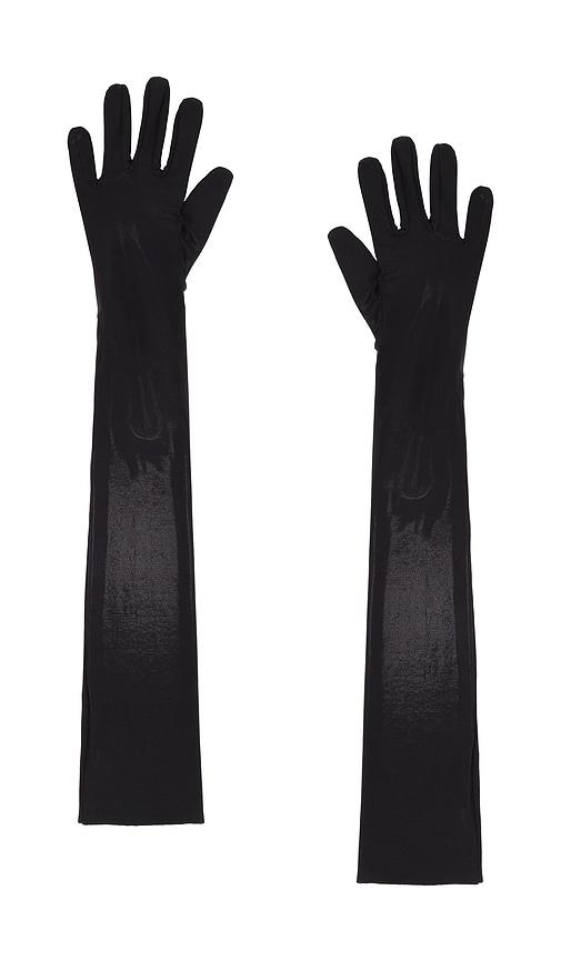 norma kamali long gloves in charcoal.