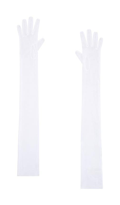 norma kamali long gloves in white.