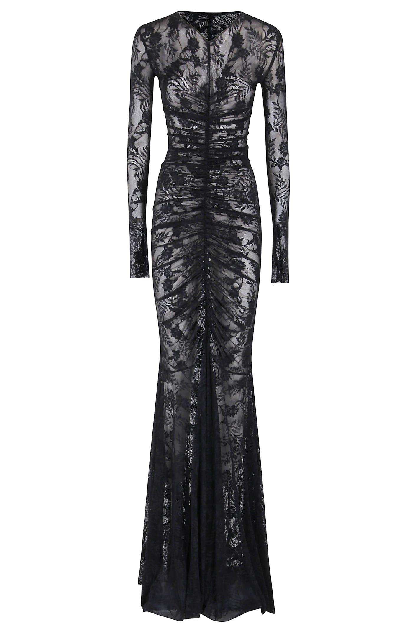 norma kamali long sleeve v neck shirred