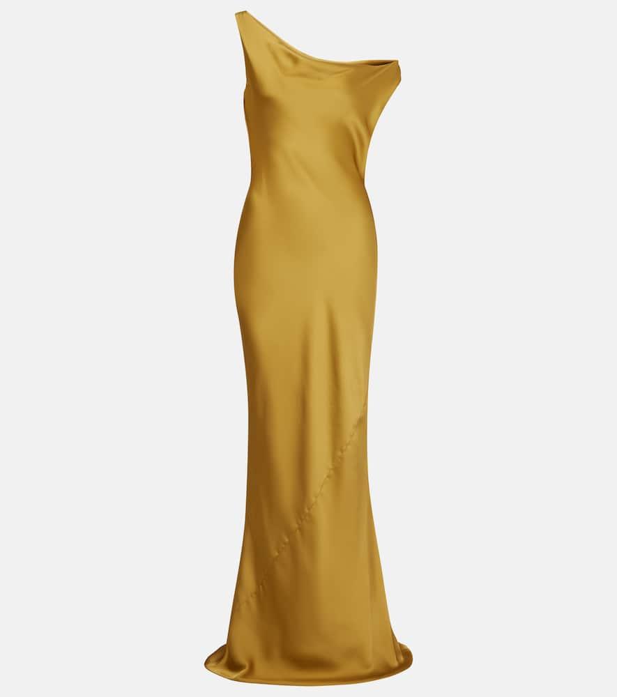 norma kamali maria asymmetric crêpe satin gown