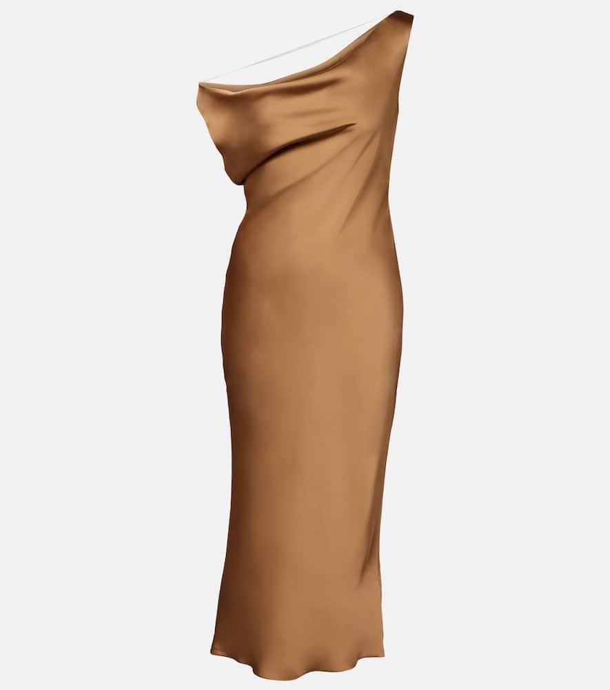 norma kamali maria crêpe satin midi dress