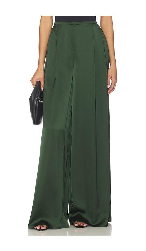 norma kamali mens pleat pant in dark green.