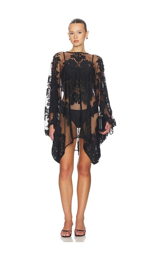 norma kamali mini caftan in black.
