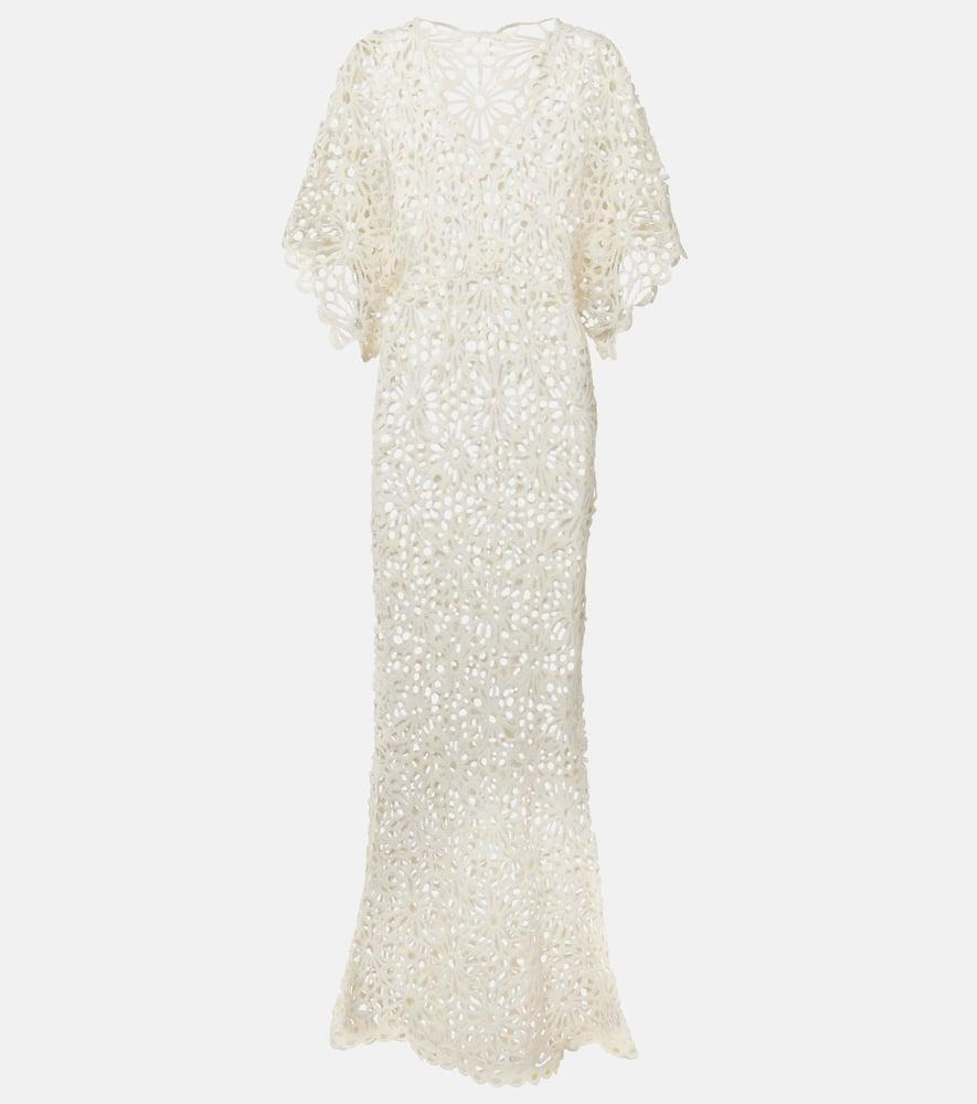 norma kamali obie crochet cotton and linen maxi dress