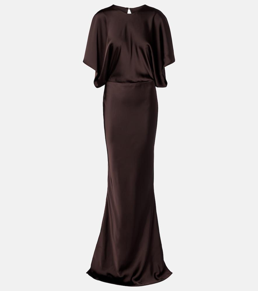 norma kamali obie draped satin gown