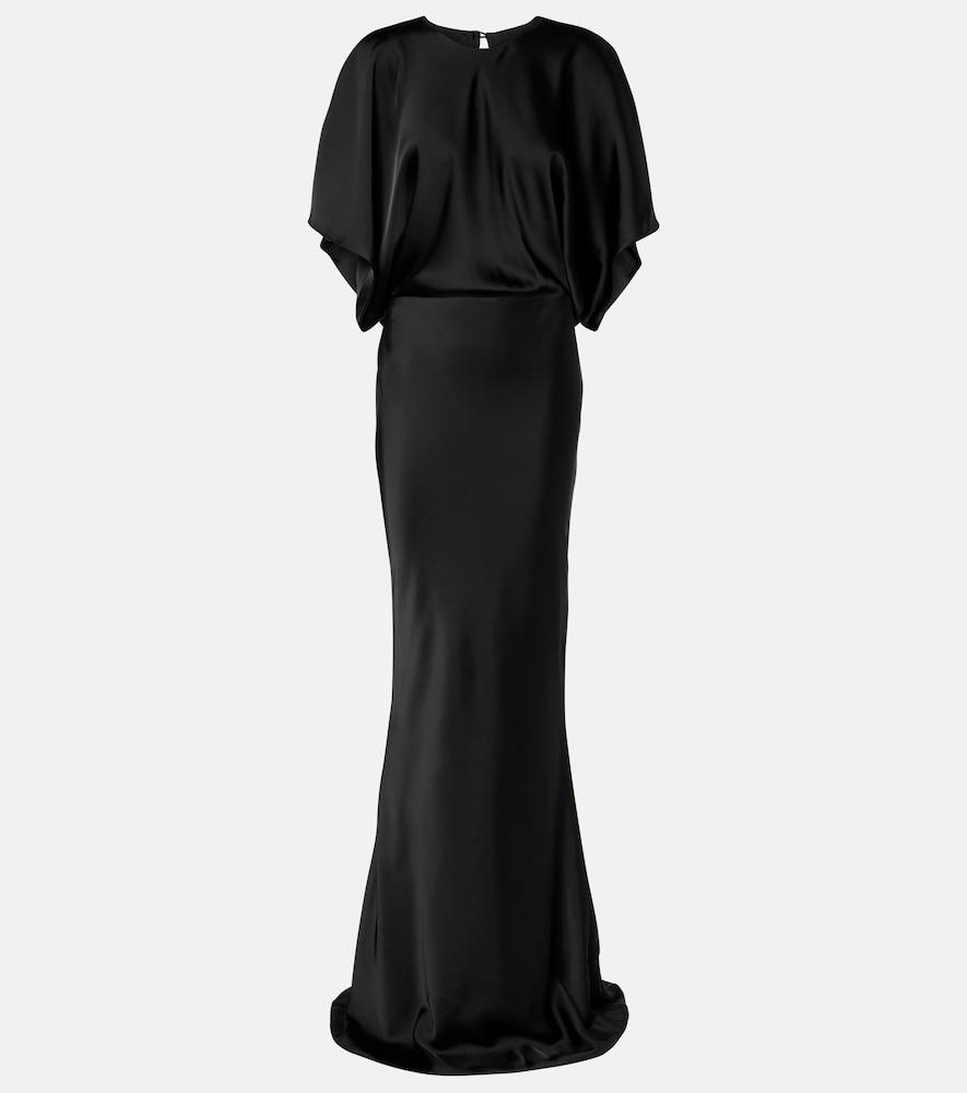 norma kamali obie draped satin gown