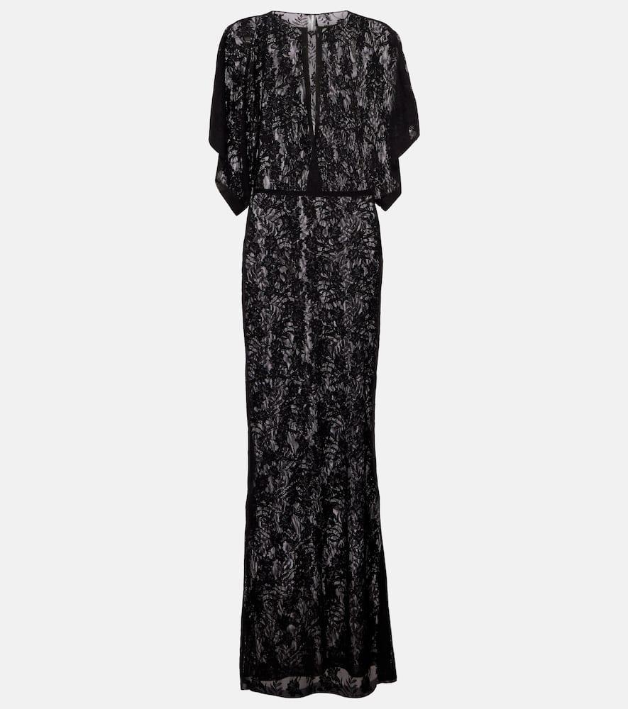 norma kamali obie floral lace gown