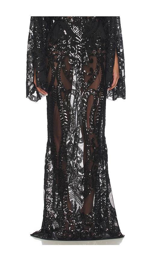 norma kamali obie long skirt in black.