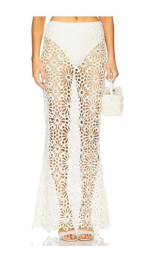 norma kamali obie long skirt in cream.