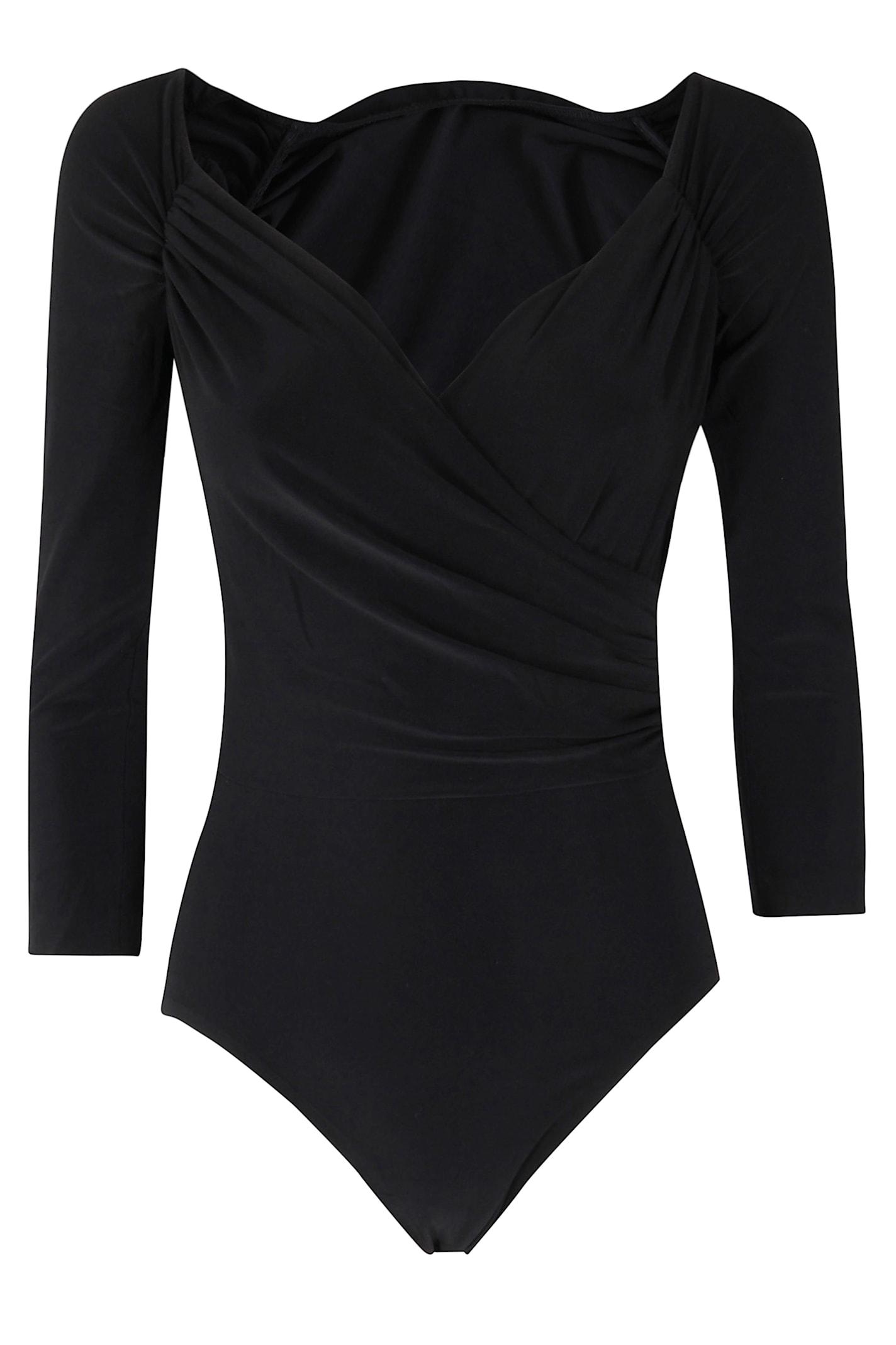 norma kamali off shoulder sweatheart bodysuit