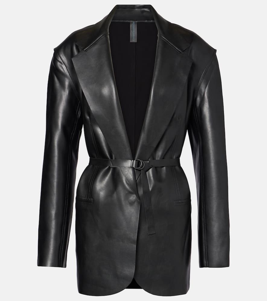 norma kamali oversized faux leather blazer
