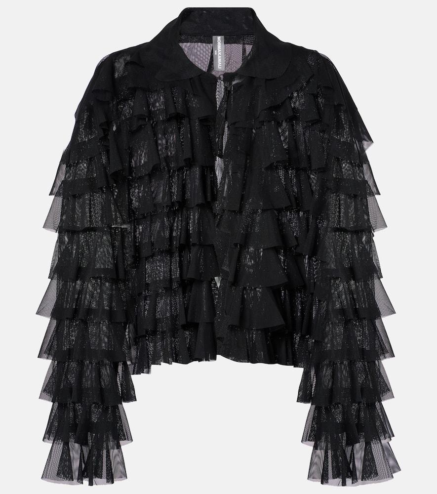 norma kamali oversized ruffled jacket