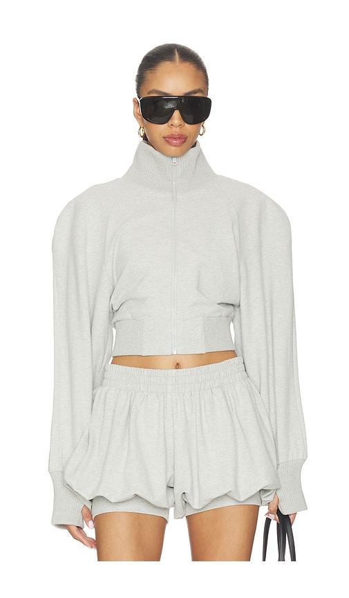 norma kamali oversized turtle bomber jacket in grey.