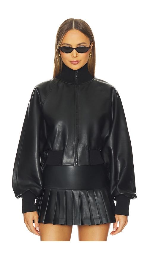 norma kamali oversized turtleneck bomber jacket to waist in black.