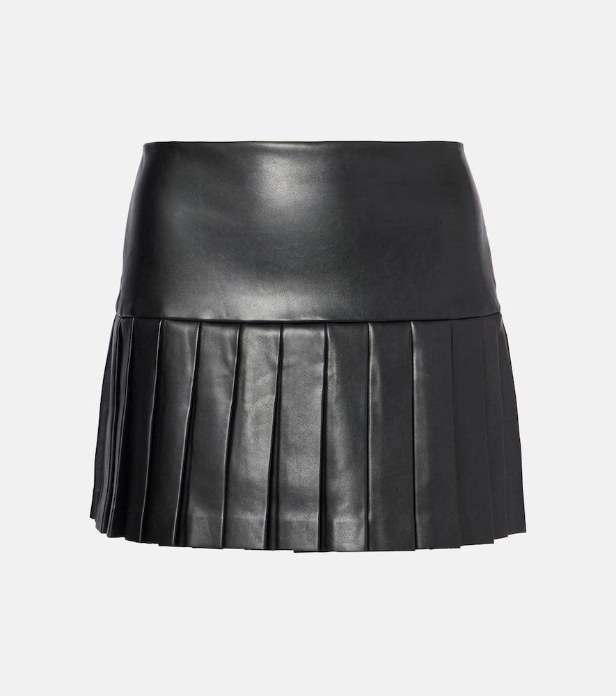 norma kamali pleated faux leather miniskirt