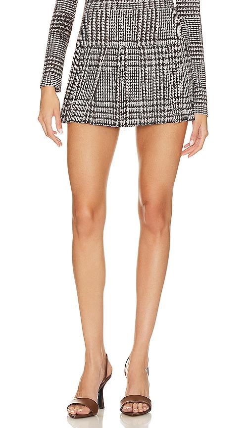 norma kamali pleated micro skirt in chocolate.