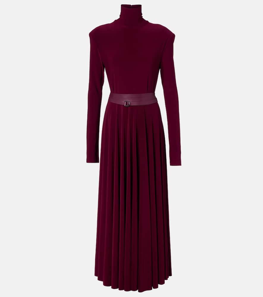 norma kamali pleated turtleneck maxi dress