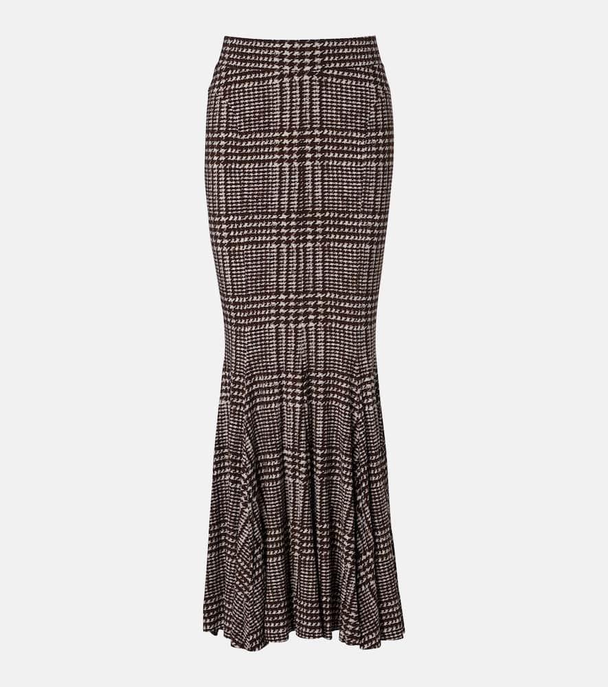 norma kamali prince of wales check maxi skirt