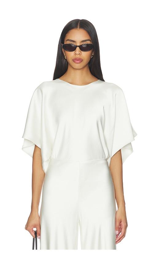 norma kamali reverse obie bodysuit in white.